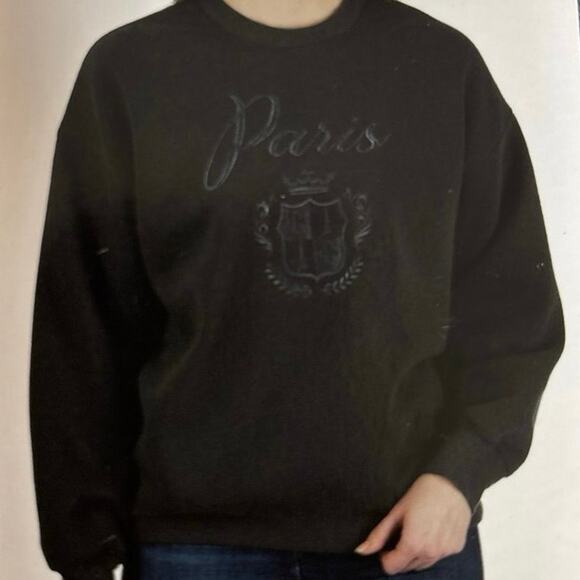 State of Mine womens Paris embroidered crewneck sweatshirt in dark grey Size S - Picture 5 of 7
